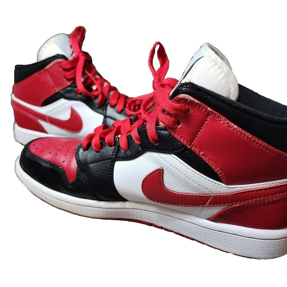 Nike Air Jordan 1 Mid SE GS Red Black White Kids Sneakers Size 7 BQ6472 079